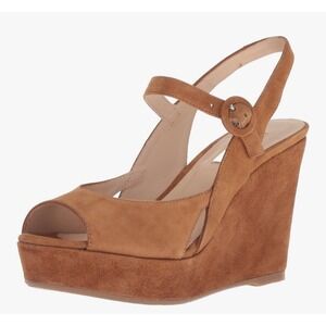 LK Bennett Raisa Brown Suede Platform Wedge Sandal Buckle Ankle Strap Y2K 41 10